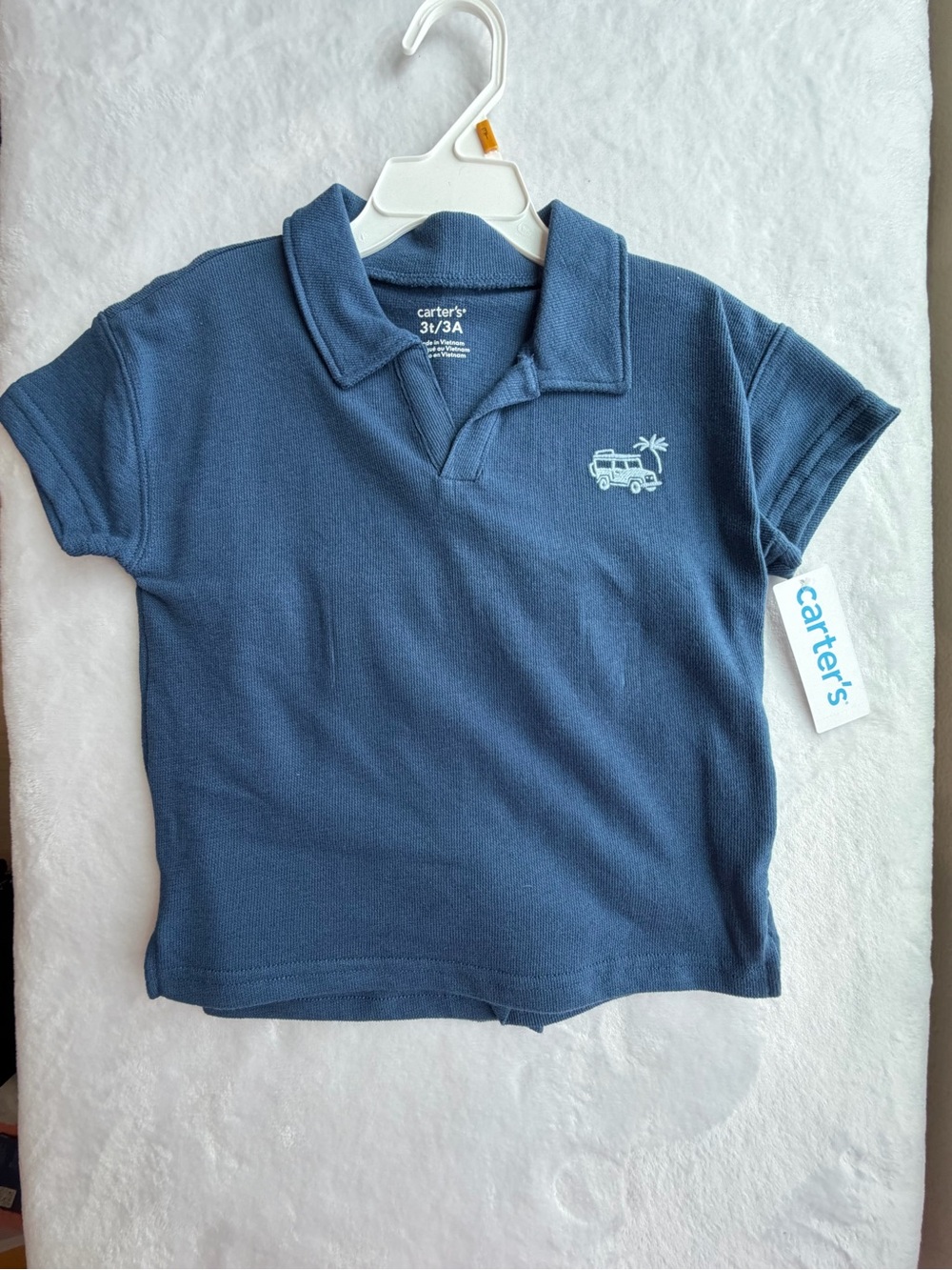 Carter's Navy Blue Polo with Bus & Palm Tree Graphic set